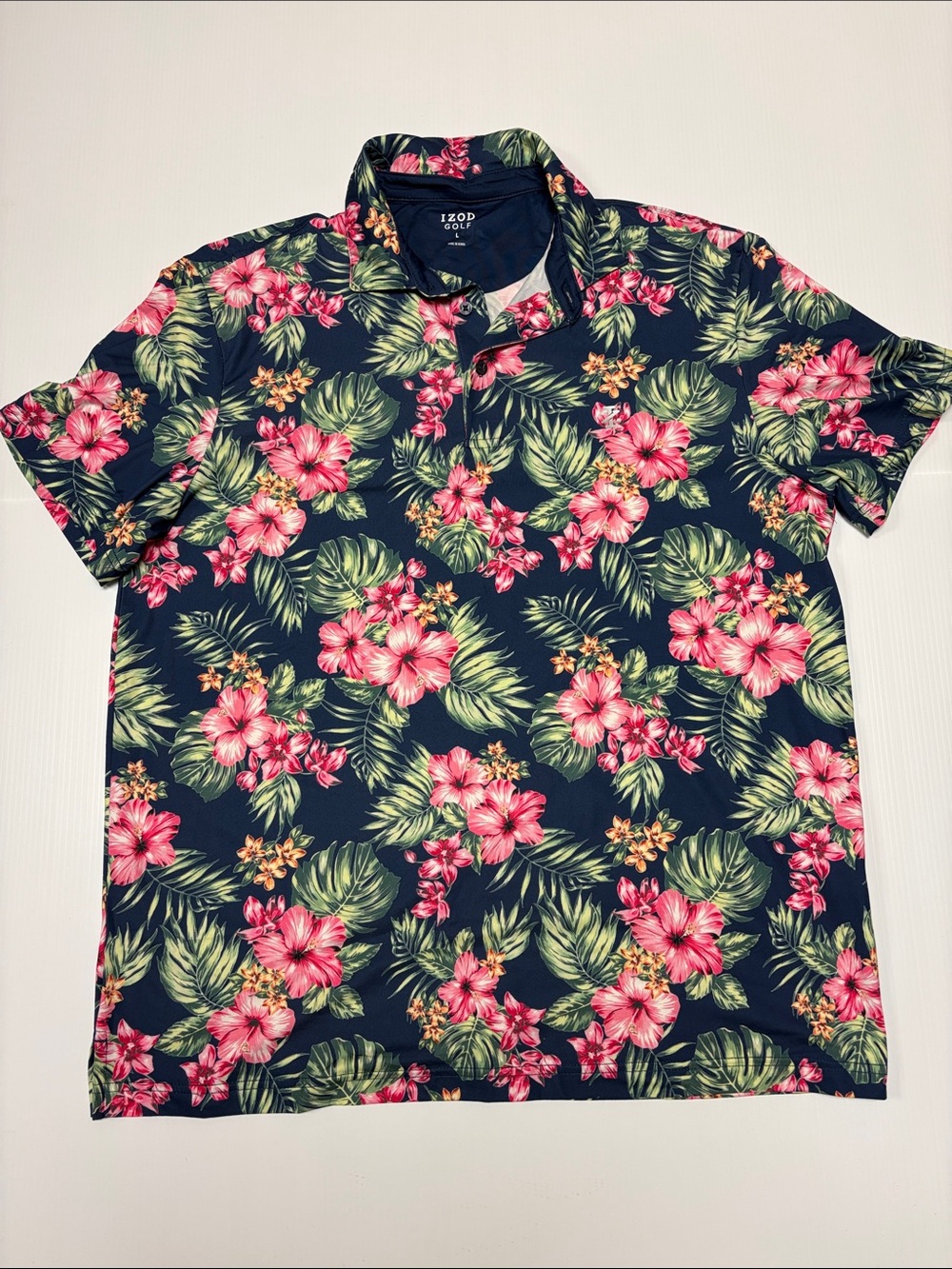 Men’s Izod Navy Short-Sleeve Floral Button-Down Shirt